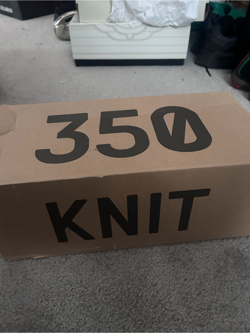 Yeezy Brown and Black 350 Knit Shoe Box